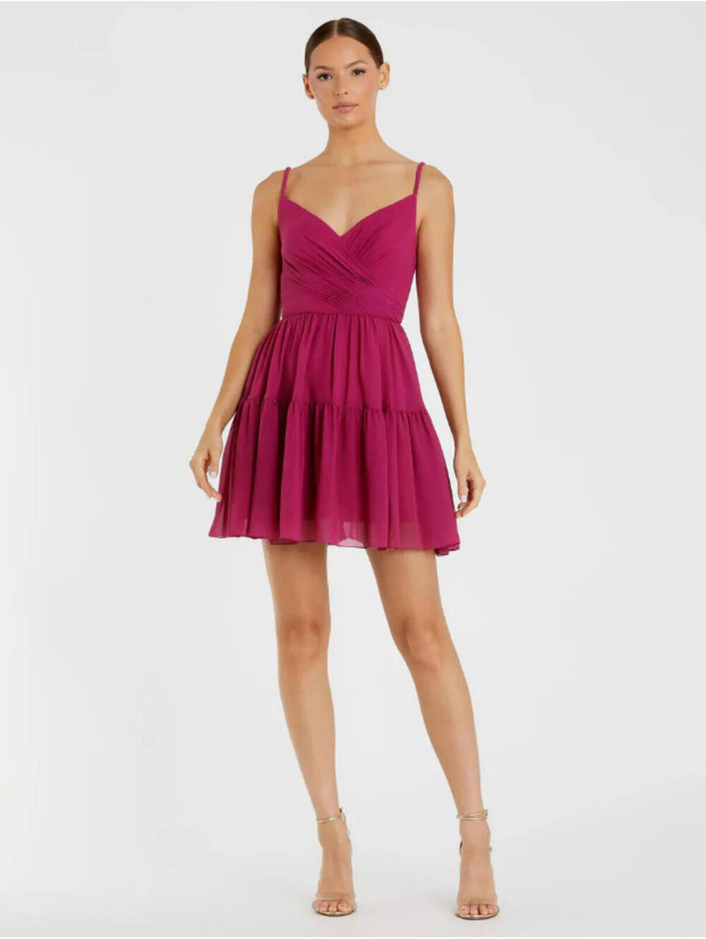 Ieena Mac Duggal Fuchsia Mini Dress Spaghetti Strap Size 10